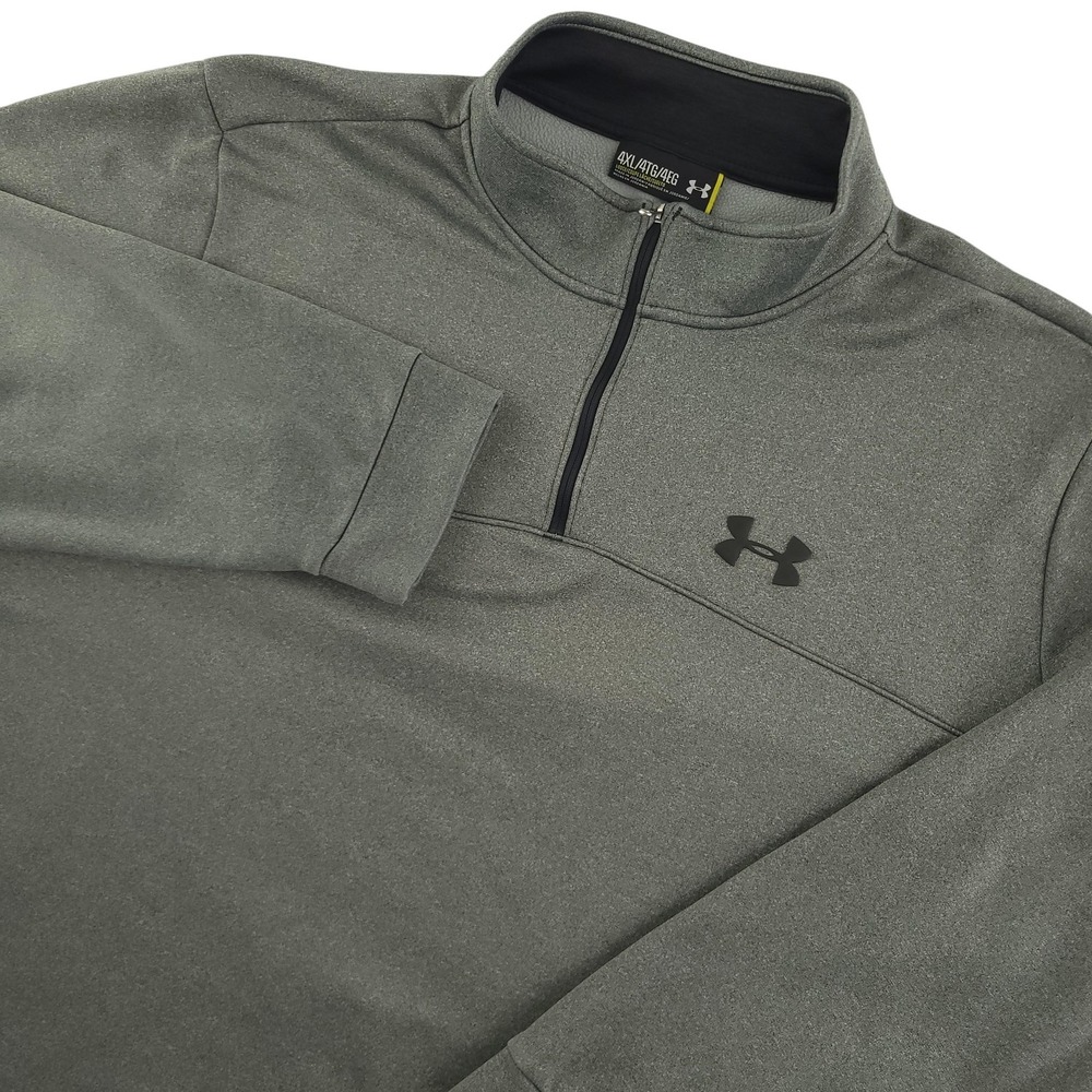 Under Armour Sweatshirt Mens 4XL Gray Fleece 1/4 Zip Mock Neck Pullover Fleece
